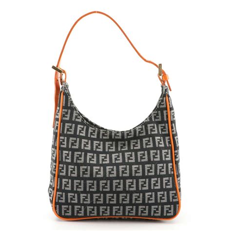 Fendi Leather Trimmed Small Zucchino Hobo 